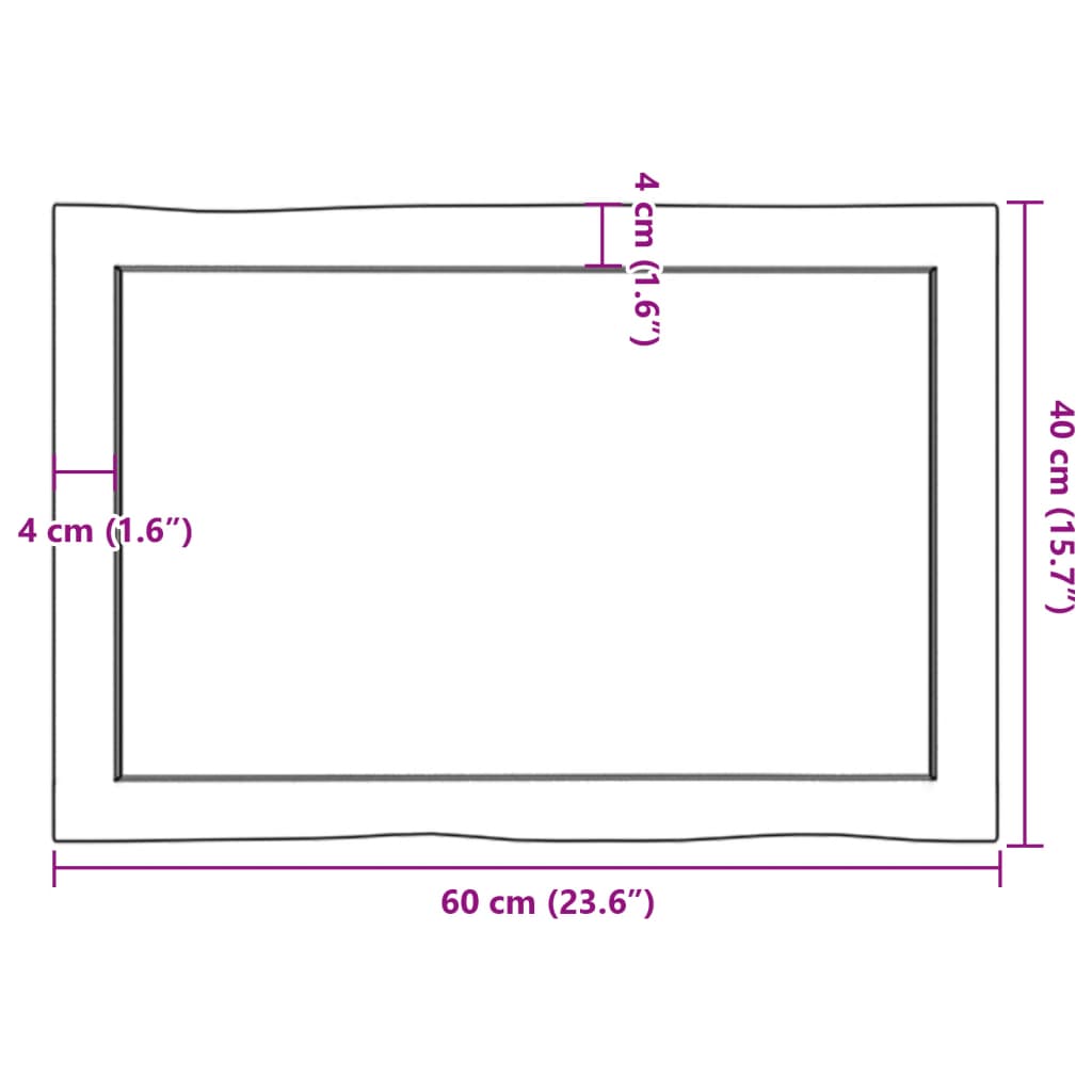 Dessus de table bois massif non traité bordure assortie