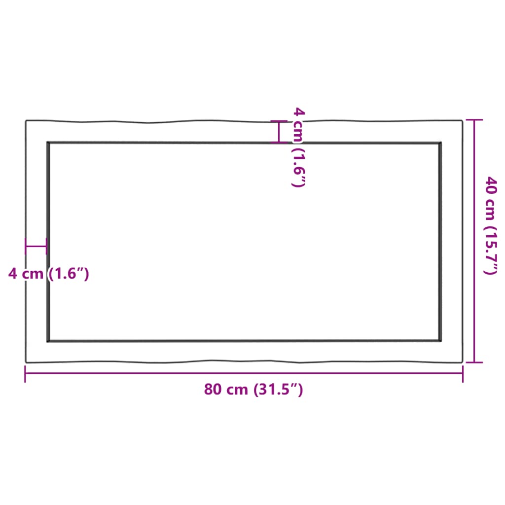 Untreated solid wood table top with matching border