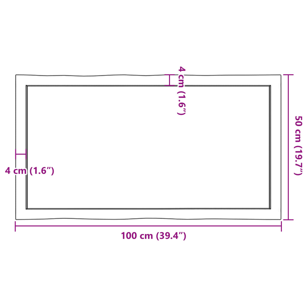 Untreated solid wood table top with matching border