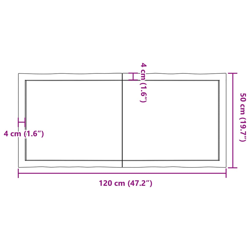 Untreated solid wood table top with matching border