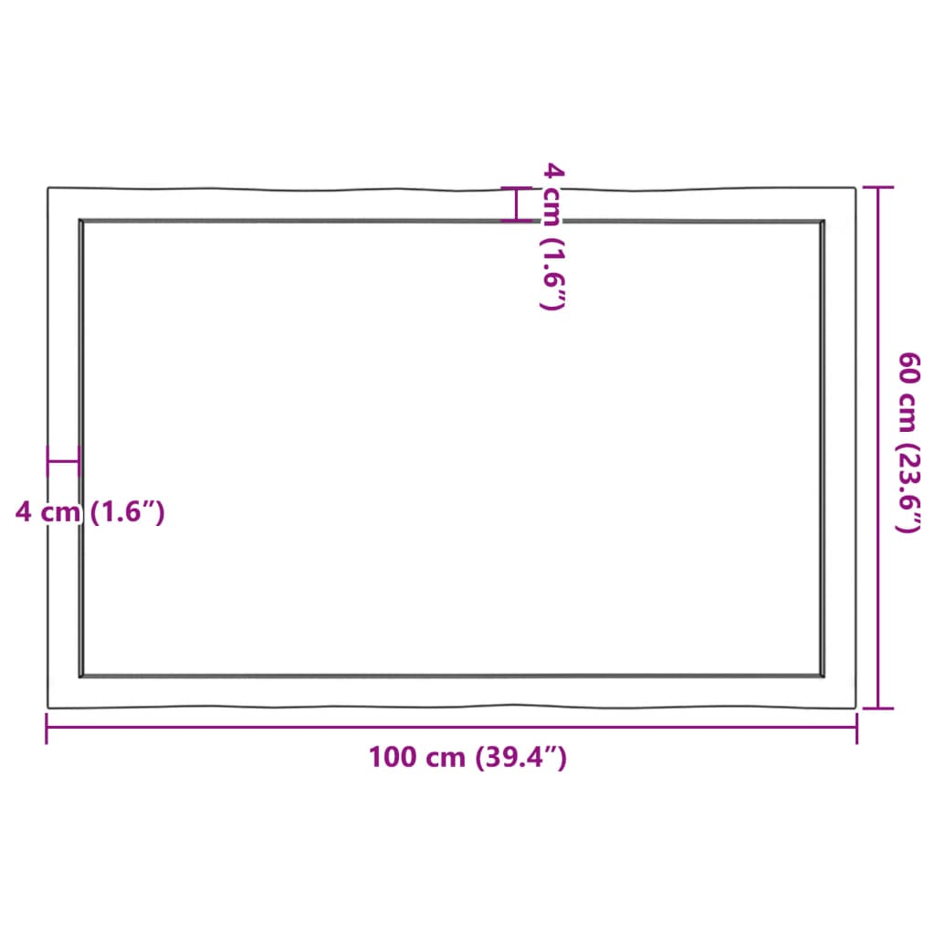 Dessus de table bois massif traité bordure assortie