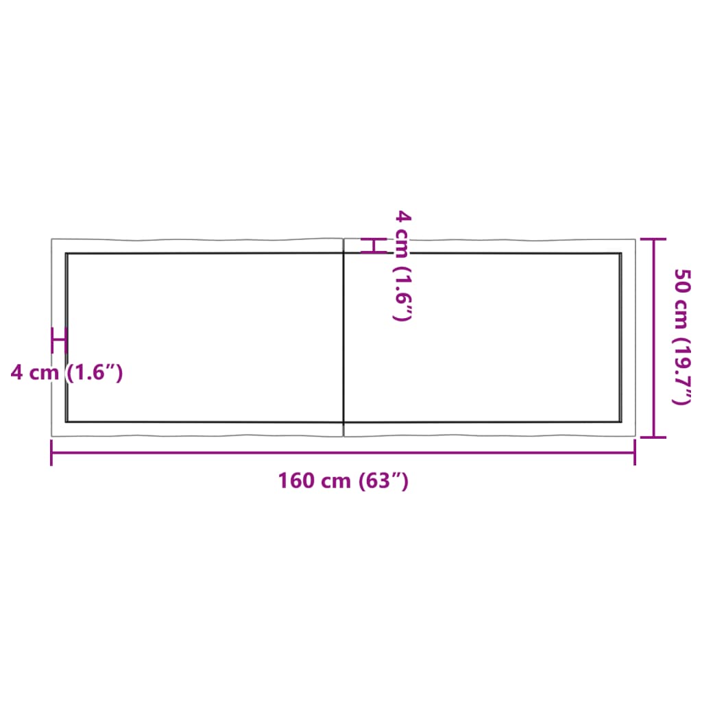 Dessus de table bois massif traité bordure assortie