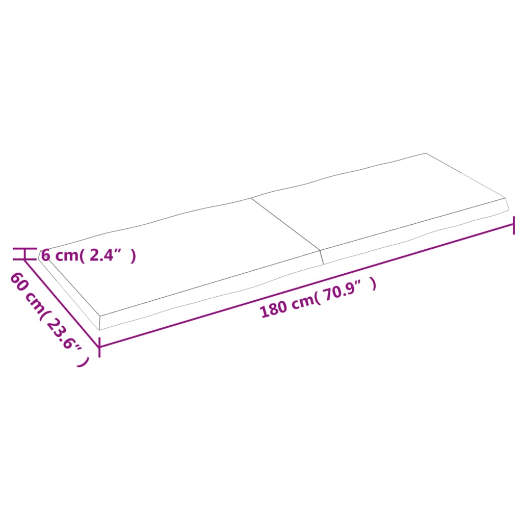 Dessus de table bois massif traité bordure assortie