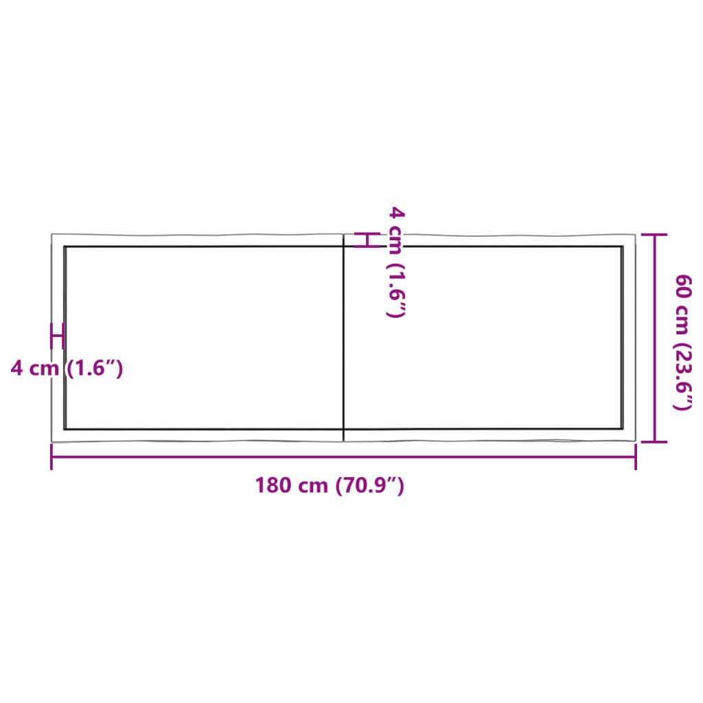 Dessus de table bois massif traité bordure assortie