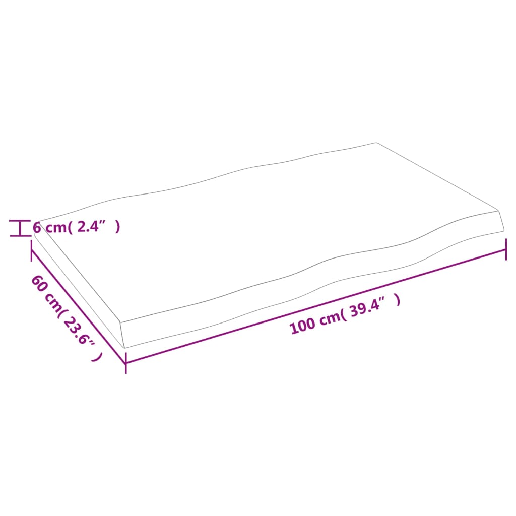 Dessus de table bois massif traité bordure assortie