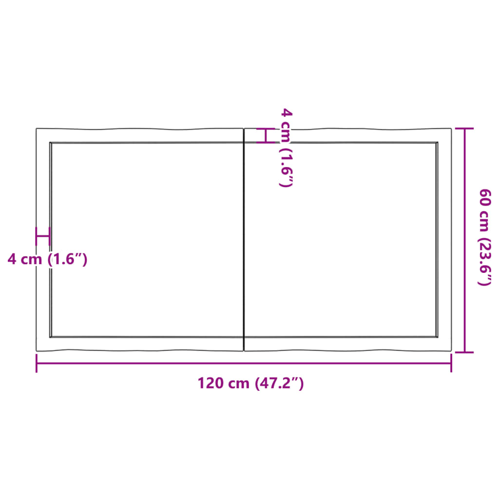 Dessus de table bois massif traité bordure assortie