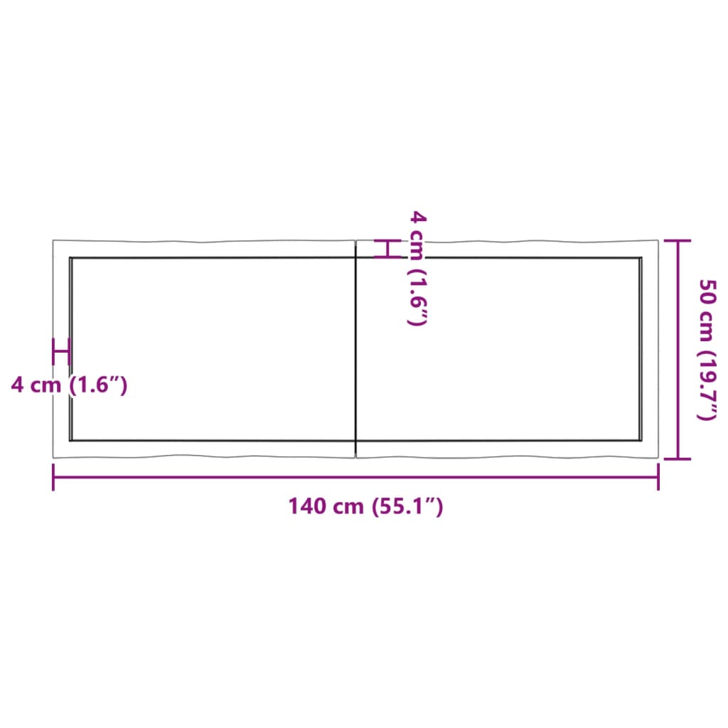 Dessus de table bois massif traité bordure assortie