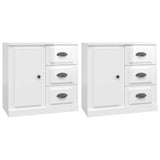 Buffets 2 pcs blanc brillant bois d'ingénierie