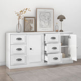 Buffets 2 pcs blanc brillant bois d'ingénierie