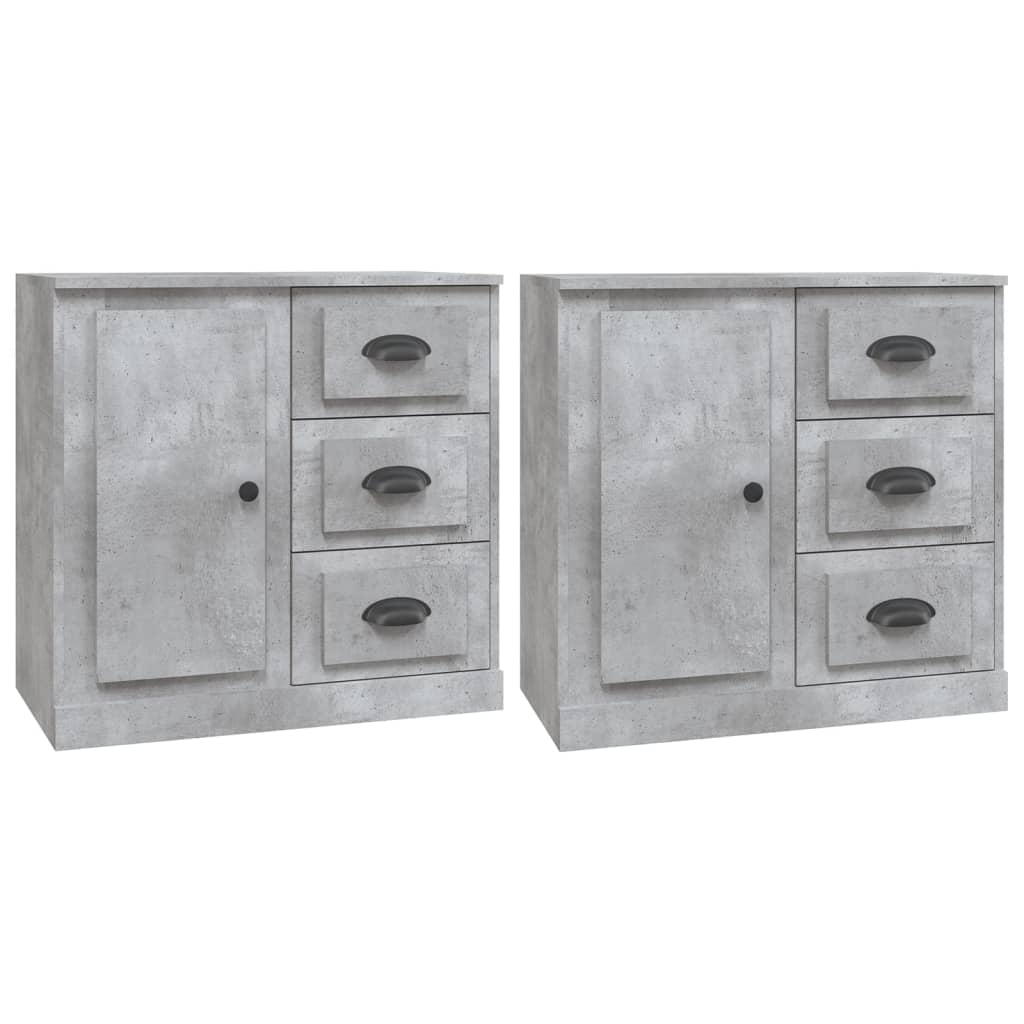 Buffets 2 pcs gris béton bois d'ingénierie