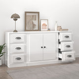 3 pcs sideboards white gloss engineered wood