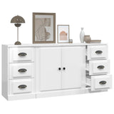 3 pcs sideboards white gloss engineered wood