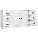 3 pcs sideboards white gloss engineered wood