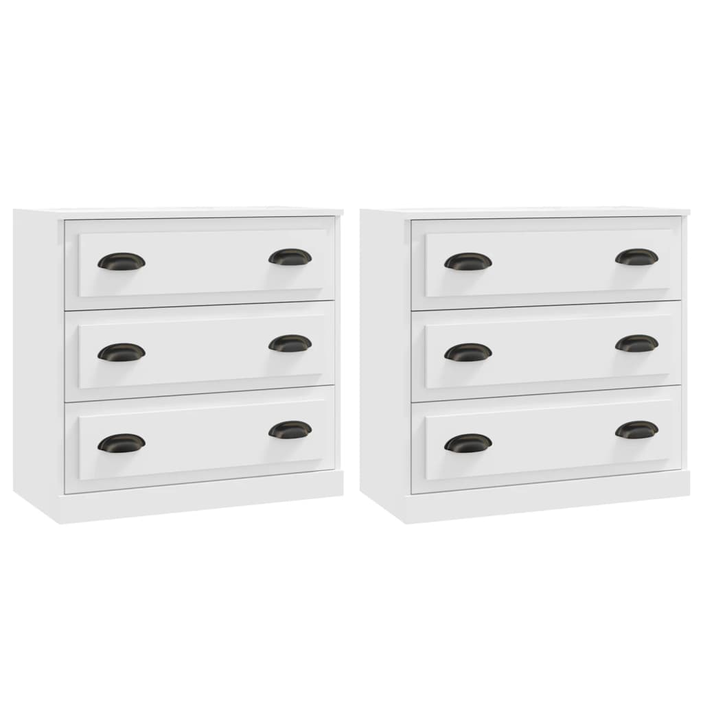 2 pcs white engineered wood sideboards