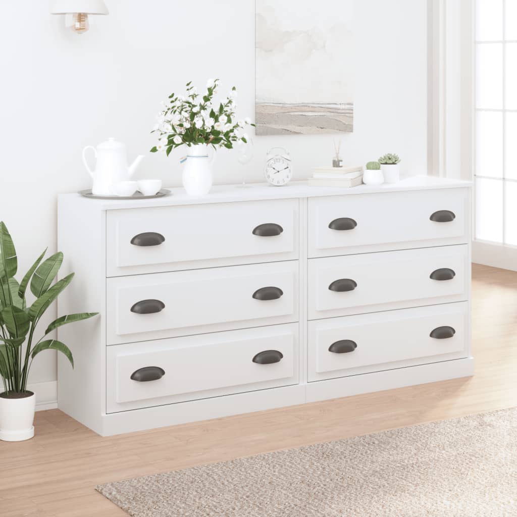 2 pcs white engineered wood sideboards