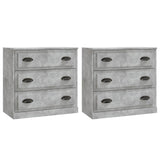 Buffets 2 pcs gris béton bois d'ingénierie