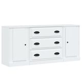 Buffets 3 pcs blanc brillant bois d'ingénierie