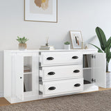 3 pcs sideboards white gloss engineered wood