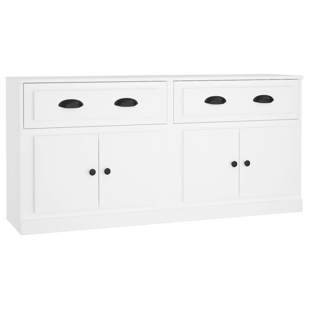 Buffets 2 pcs blanc bois d'ingénierie