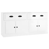 Buffets 2 pcs blanc brillant bois d'ingénierie