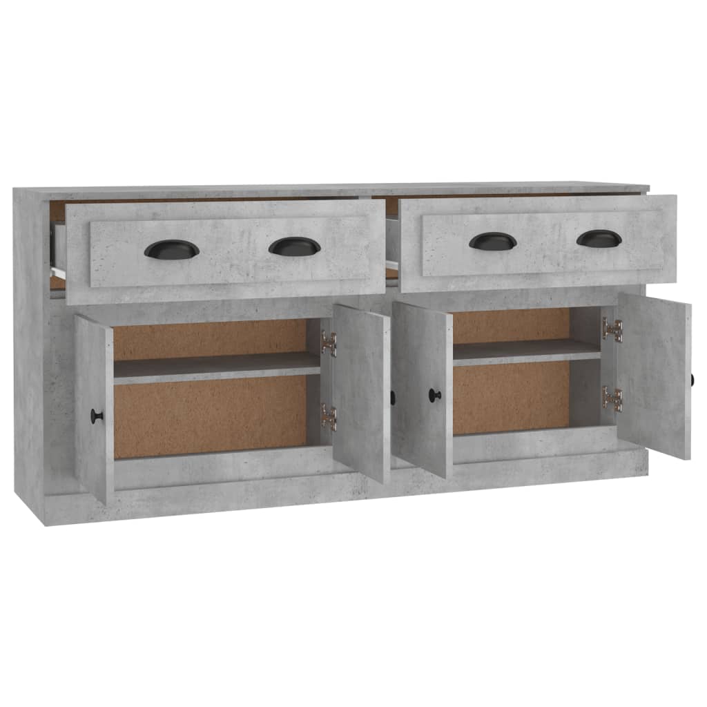 Buffets 2 pcs gris béton bois d'ingénierie