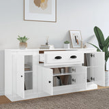 Buffets 3 pcs blanc brillant bois d'ingénierie