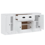 Buffets 3 pcs blanc brillant bois d'ingénierie