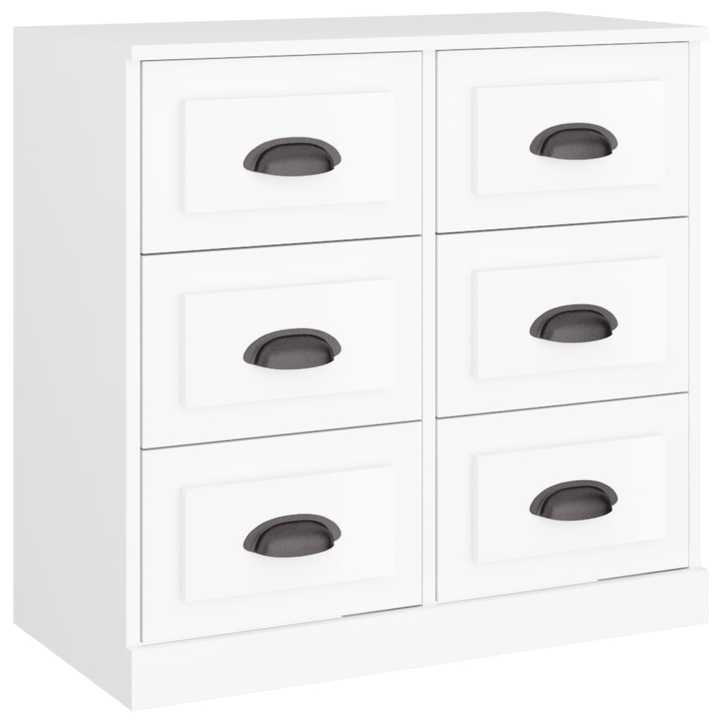 Buffets 2 pcs blanc bois d'ingénierie