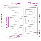 Buffets 2 pcs blanc bois d'ingénierie