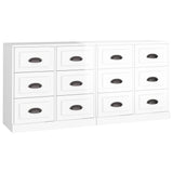 Buffets 2 pcs blanc brillant bois d'ingénierie