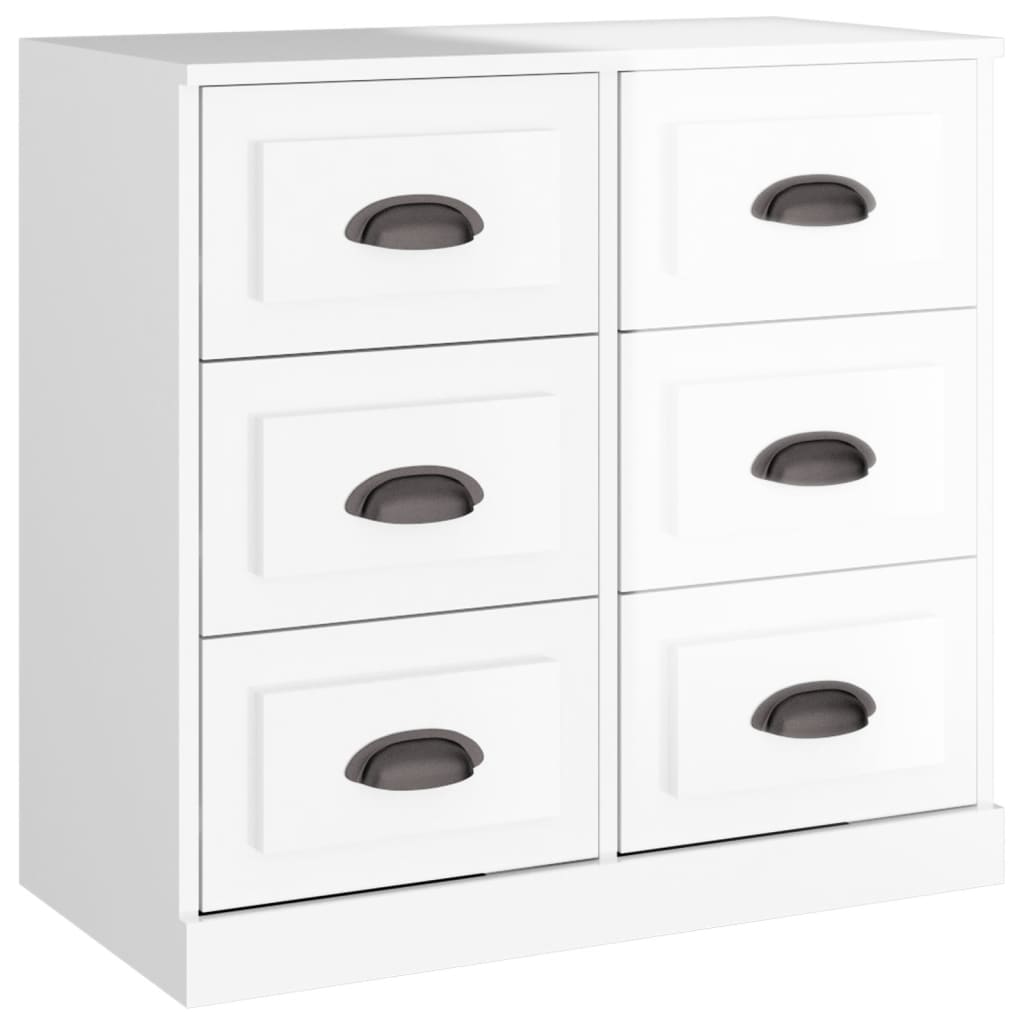 Buffets 2 pcs blanc brillant bois d'ingénierie