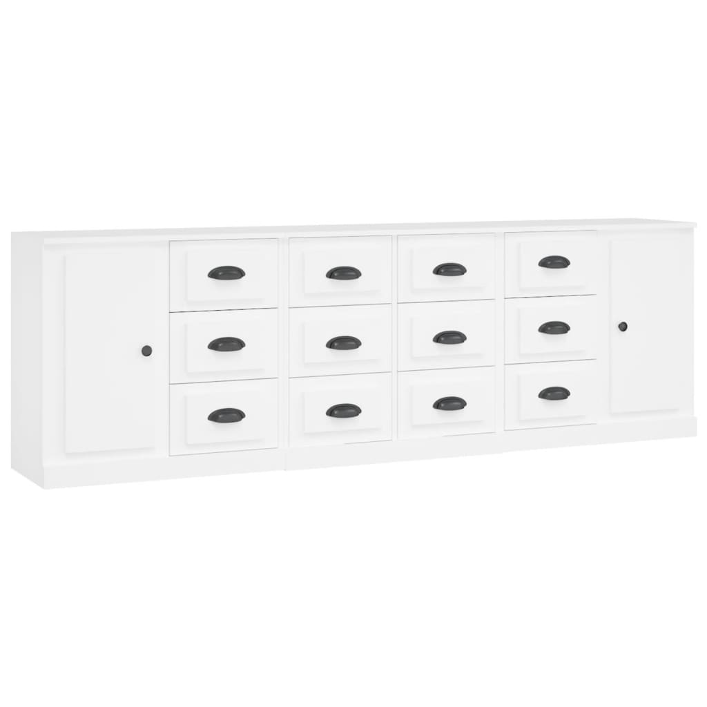 Buffets 3 pcs Blanc Bois d'ingénierie