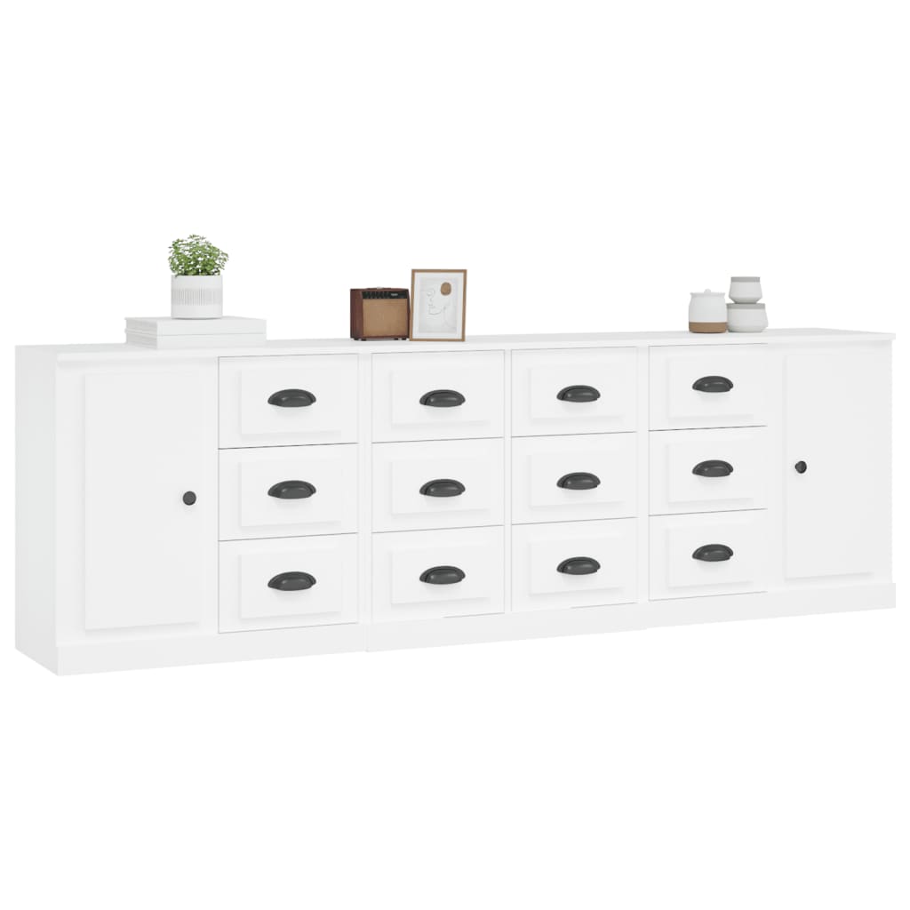 Buffets 3 pcs Blanc Bois d'ingénierie