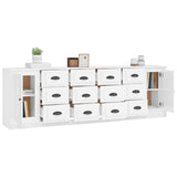 Buffets 3 pcs blanc brillant bois d'ingénierie