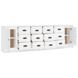 Buffets 3 pcs blanc brillant bois d'ingénierie