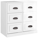 Buffets 3 pcs blanc brillant bois d'ingénierie