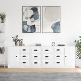 Buffets 3 pcs blanc brillant bois d'ingénierie