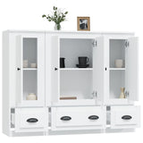 3 pcs white engineered wood sideboards