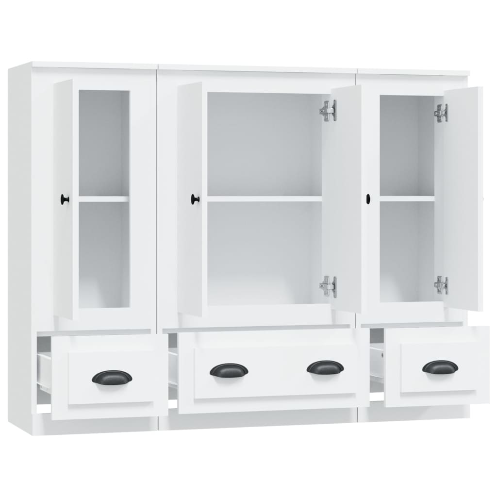 Buffets 3 pcs blanc bois d'ingénierie