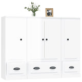 Buffets 3 pcs blanc brillant bois d'ingénierie