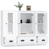 Buffets 3 pcs blanc brillant bois d'ingénierie