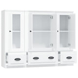 Buffets 3 pcs blanc brillant bois d'ingénierie