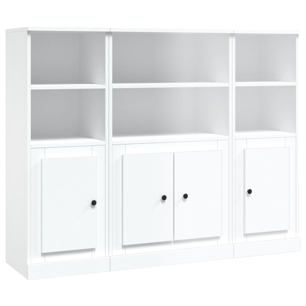 3 pcs white engineered wood sideboards