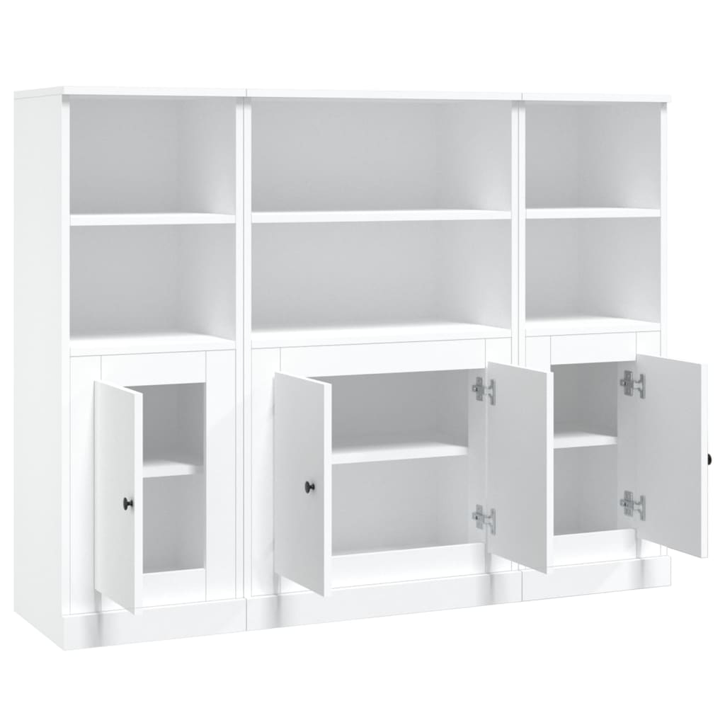 Buffets 3 pcs blanc bois d'ingénierie