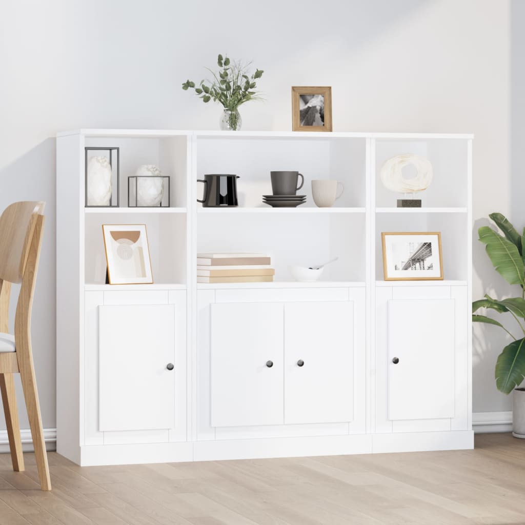 3 pcs white engineered wood sideboards