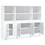 Buffets 3 pcs blanc brillant bois d'ingénierie