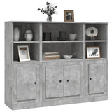 3 pcs sideboards concrete gray engineered wood