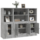 3 pcs sideboards concrete gray engineered wood