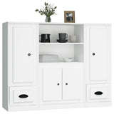 Buffets 3 pcs blanc bois d'ingénierie