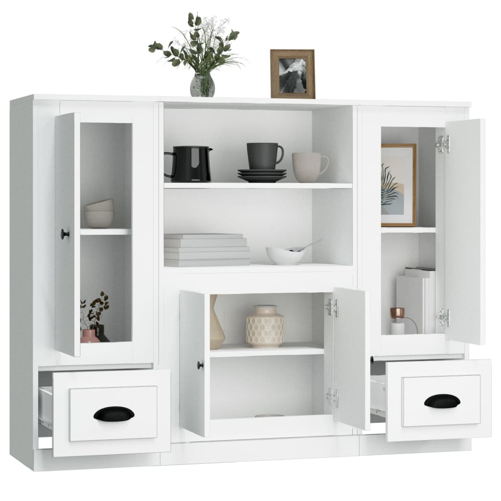 Buffets 3 pcs blanc bois d'ingénierie